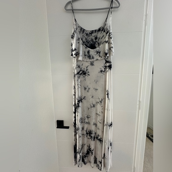 Primi tie dye gray, navy, white bodycon flowy top maxi dress casual beach pool M - Picture 9 of 11